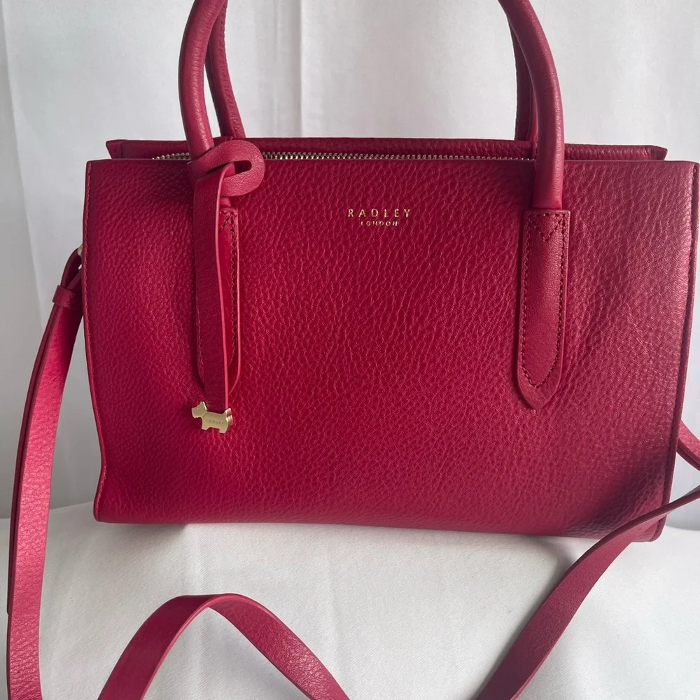 RADLEY LONDON Red Leather Structured Satchel - Picture 4 of 10